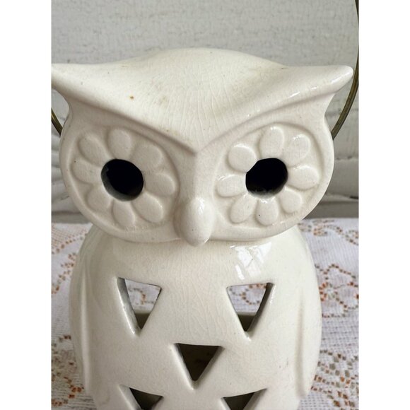 Vintage 1970s Lego Japan White Owl Hanging Tea Light Candle Holder - Picture 5 of 13